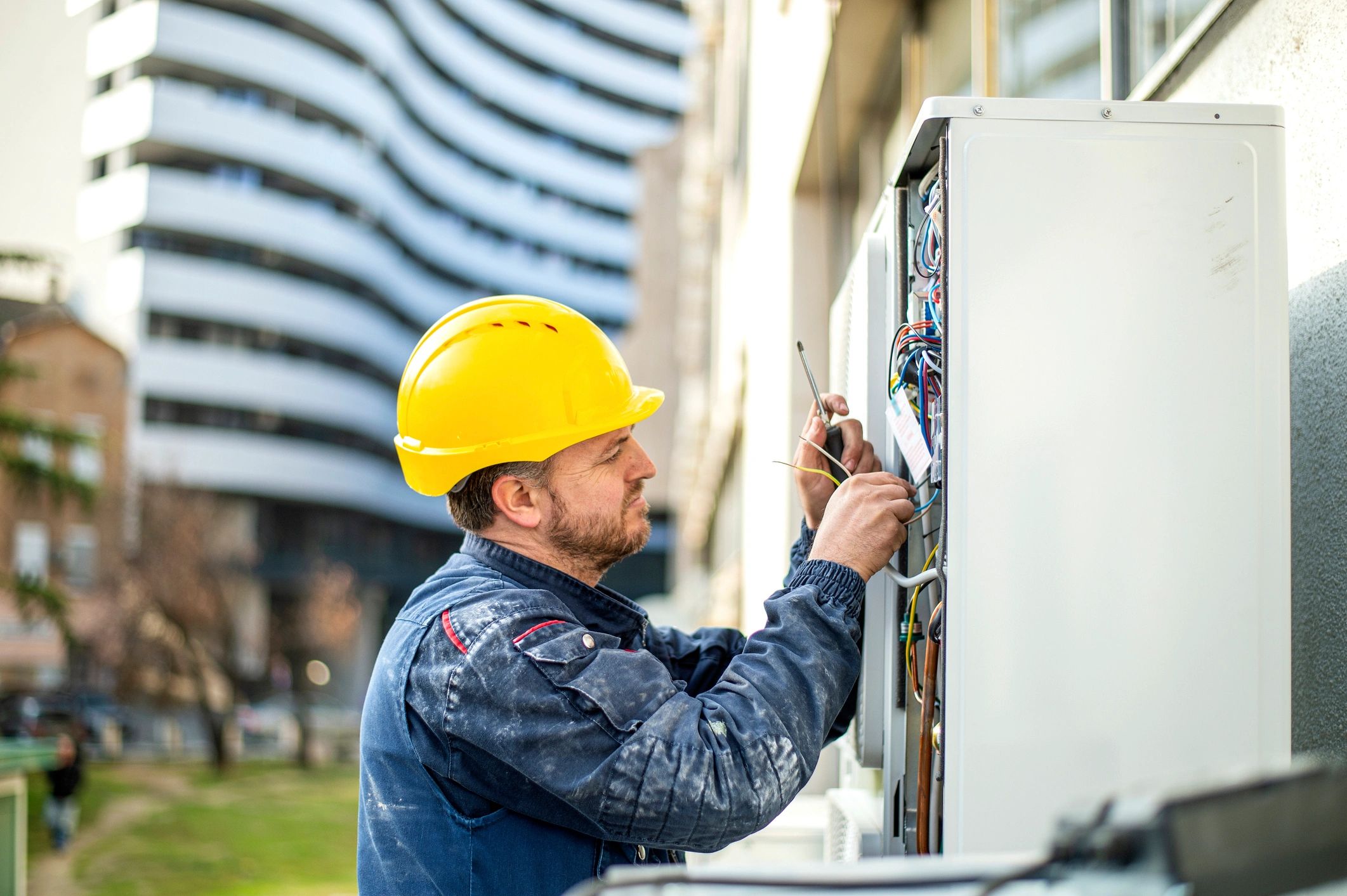 modern HVAC technician working